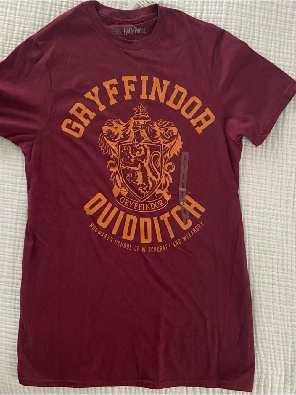 Harry Potter, Gryffindor, Quidditch, Unisex, Small TShirt, Burgundy, New W Tags